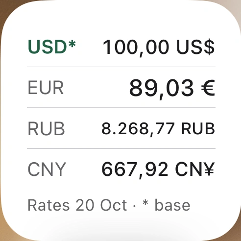 Компактный виджет с курсами в светлой теме