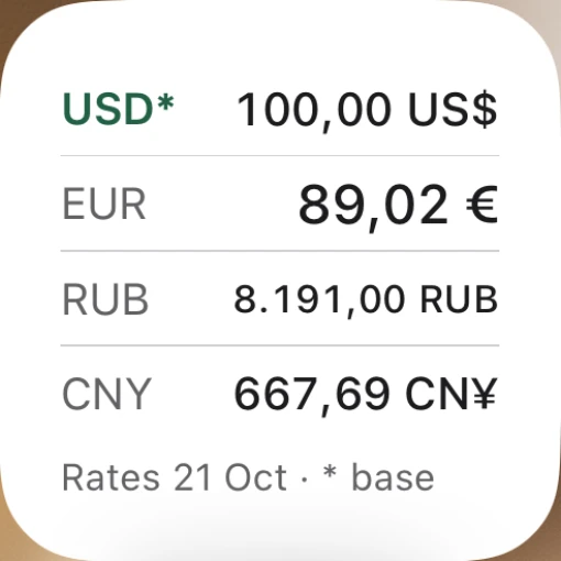 Small exchange rate widget in light mode